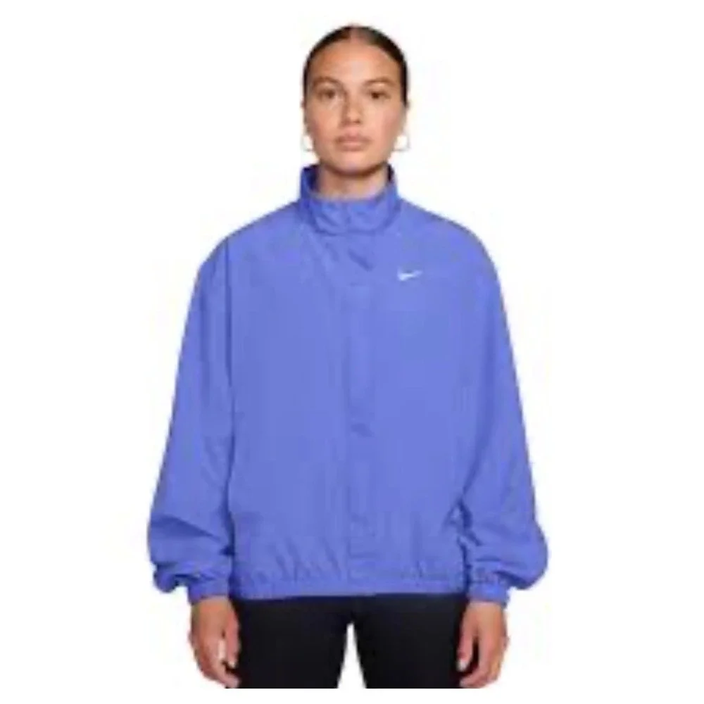 Nike One Dri-FIT Windbreaker Jacket Women Medium Blue Full Zip Athletic Sports